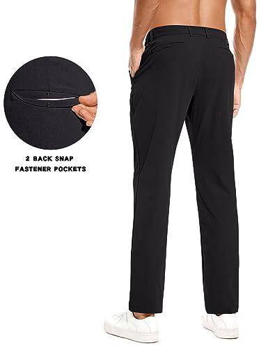 Holure Men's Golf Trousers Waterproof Straight-Fit Golf Pants Lightweight Stretch Outdoor Pants with Pockets Casual Pants for Golfing Black-30 - Golf Gift