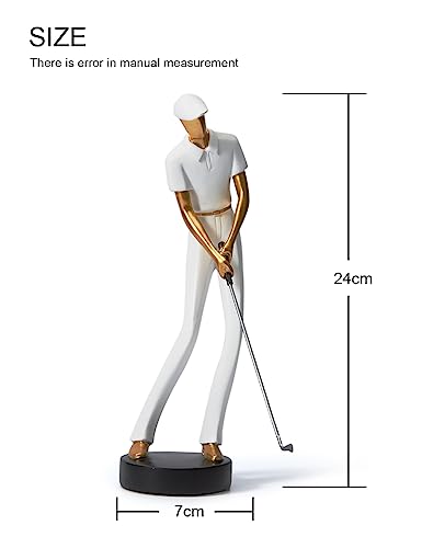 Amoy-Art Golf Figurine Statue Golfer Sculpture Gifts Modern Decor Arts Home Ornament Table Centerpiece Crafts Polyresin White 24cm - Golf Gift