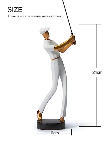 Amoy-Art Golf Figurine Statue Golfer Sculpture Gifts Modern Decor Arts Home Ornament Table Centerpiece Crafts Polyresin White 24cm - Golf Gift