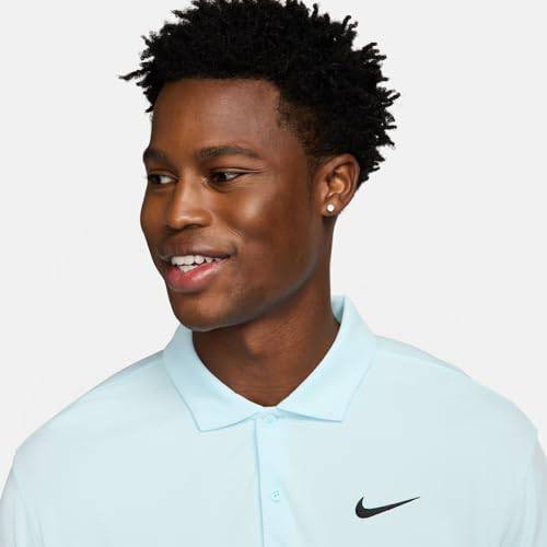 Nike Men's Herren Court Dri-fit Polo Solid Top, Glacier Blue/Black, XXL - Golf Gift