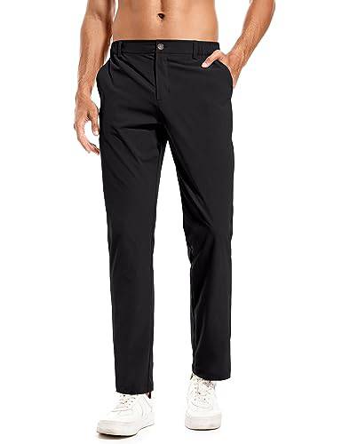 Holure Men's Golf Trousers Waterproof Straight-Fit Golf Pants Lightweight Stretch Outdoor Pants with Pockets Casual Pants for Golfing Black-30 - Golf Gift