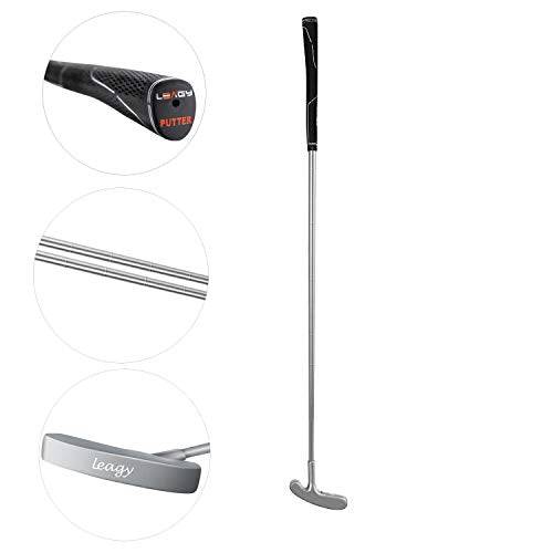 LEAGY Timeless Classic Golf Putter 35" Length - Putt Putt Style Two-Way Head and Premium Rubber Grip for Male & Female Right or Left Handed Golfers (Left and Right Silver) - Golf Gift