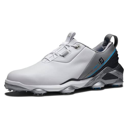 FootJoy Men's Tour Alpha Golf Shoe, White Grey Blue, 8.5 UK - Golf Gift