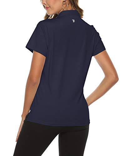 YSENTO Women's Sports Golf Shirts Breathable Quick Dry Short Sleeve Polo T-Shirts(Navy,l) - Golf Gift