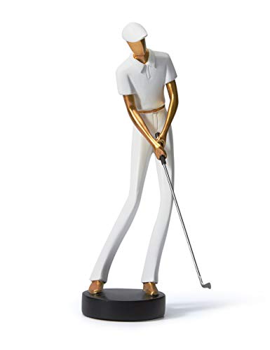 Amoy-Art Golf Figurine Statue Golfer Sculpture Gifts Modern Decor Arts Home Ornament Table Centerpiece Crafts Polyresin White 24cm - Golf Gift