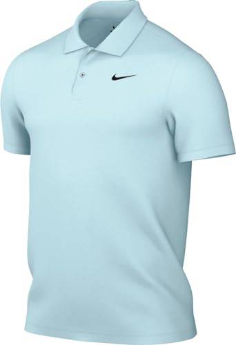 Nike Men's Herren Court Dri-fit Polo Solid Top, Glacier Blue/Black, XXL - Golf Gift