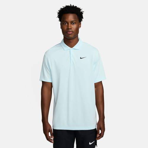 Nike Men's Herren Court Dri-fit Polo Solid Top, Glacier Blue/Black, XXL - Golf Gift