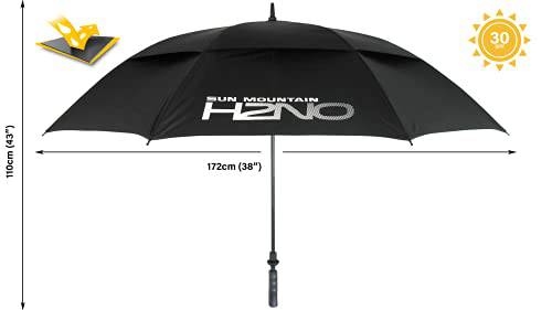 Sun Mountain H2NO Dual Canopy Windproof Large Golf Umbrella - 68” (172cm) Auto-Opening, Fibreglass Frame, UV Protection, 62", Black - Golf Gift