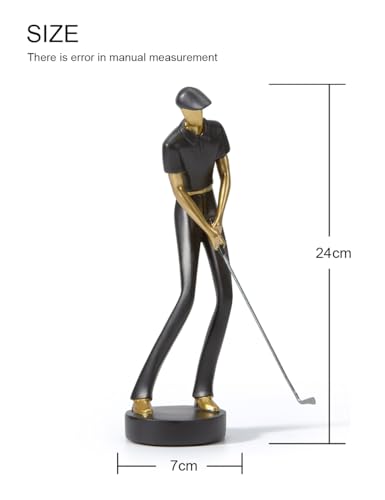 Amoy-Art Golf Figurine Statue Golfer Sculpture Gifts Modern Decor Arts Home Ornament Table Centerpiece Crafts Polyresin Black 24cm - Golf Gift