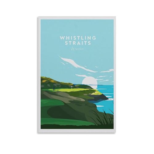 Whistling Straits Golf Course Traditional Poster Wisconsin Vintage Travel Poster Canvas Art Print Office Family Bedroom Decorative Posters Gift Wall Decor Poster 12x18inch(30x45cm) Unframe-style - Golf Gift