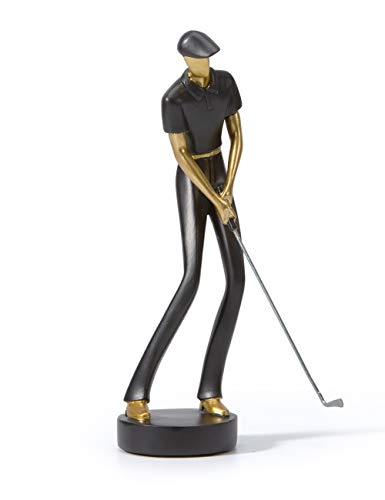 Amoy-Art Golf Figurine Statue Golfer Sculpture Gifts Modern Decor Arts Home Ornament Table Centerpiece Crafts Polyresin Black 24cm - Golf Gift