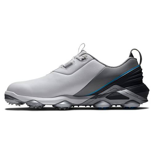 FootJoy Men's Tour Alpha Golf Shoe, White Grey Blue, 8.5 UK - Golf Gift