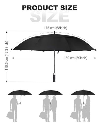 Victoper Golf Umbrella Windproof Large 62 Inch, Large Umbrella Oversized Double Vented Canopy Umbrella Windproof Strong Automatic Open Outdoor Big Umbrella Sun Protection Rain Umbrellas for 2-3 Men - Golf Gift