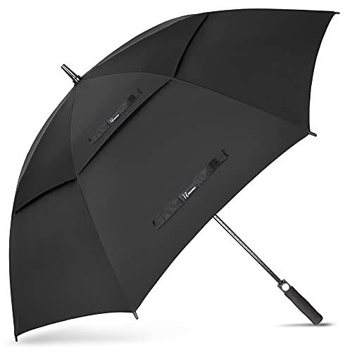 NINEMAX Large Golf Umbrella Windproof Strong 62 Inch,Extra Big Stick Umbrellas Automatic Open - Gents Umbrella Double Canopy (Black) - Golf Gift