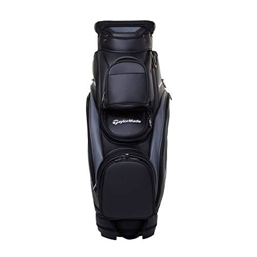 TaylorMade Deluxe Cart Bag (Black/Grey, 2023) - Unisex Golf Item for Adults, 14-Way Top, 7 Pockets, Adjustable Strap, Crush-Resistant, Polyester, 3.8 kg, 91.4 x 49.5 x 26.7 cm - Golf Gift