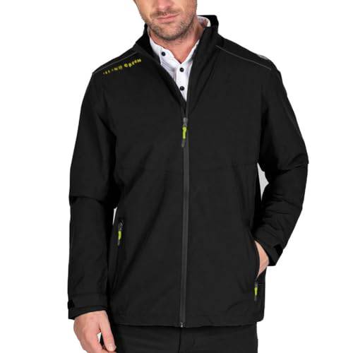 Island GREEN Mens Waterproof Rain Jacket Black L - Golf Gift