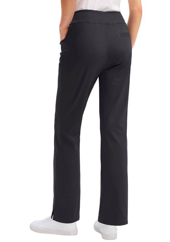 SANTINY Women's Golf Pants with 3 Pockets Stretch High Waisted Pull on Pants for Women Travel Work Casual, Black, M - Golf Gift