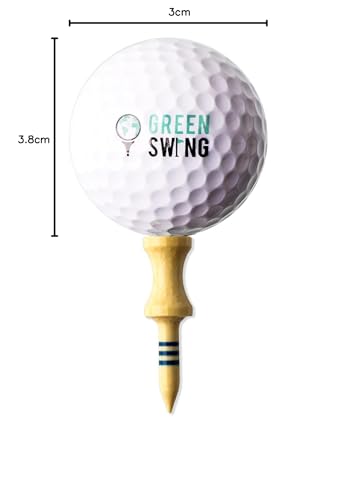 Green Swing Bamboo Golf Tees 38mm | Strong Sustainable Biodegradable | 30pcs | Blue Castle Tees - Golf Gift