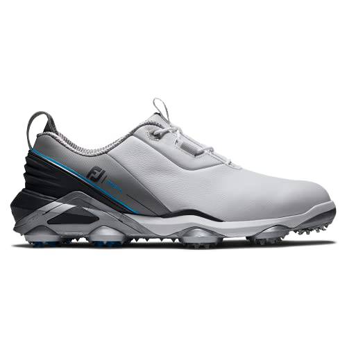 FootJoy Men's Tour Alpha Golf Shoe, White Grey Blue, 8.5 UK - Golf Gift