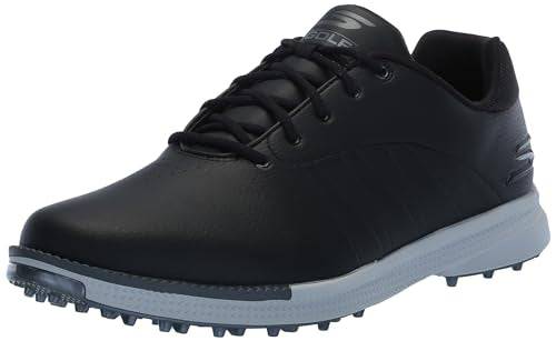 Skechers Men's Tempo Spikeless Waterproof Lightweight Golf Shoe Sneaker, Black/Grey, 9.5 - Golf Gift