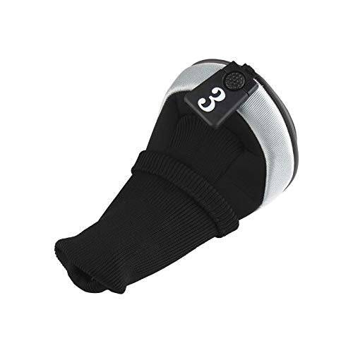 Andux 6pcs/Set Golf Club Head Covers Long Neck (3pcs Hybrid Covers + 3pcs Wood Covers) (Black/Silver) - Golf Gift