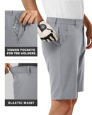 33,000ft Men's Golf Shorts Dry Fit, 11" Lightweight Quick Dry Golf Stretch Bermuda Shorts Performance Casual Shorts with Pockets for Golf Travelling and Wroking, Silver Grey