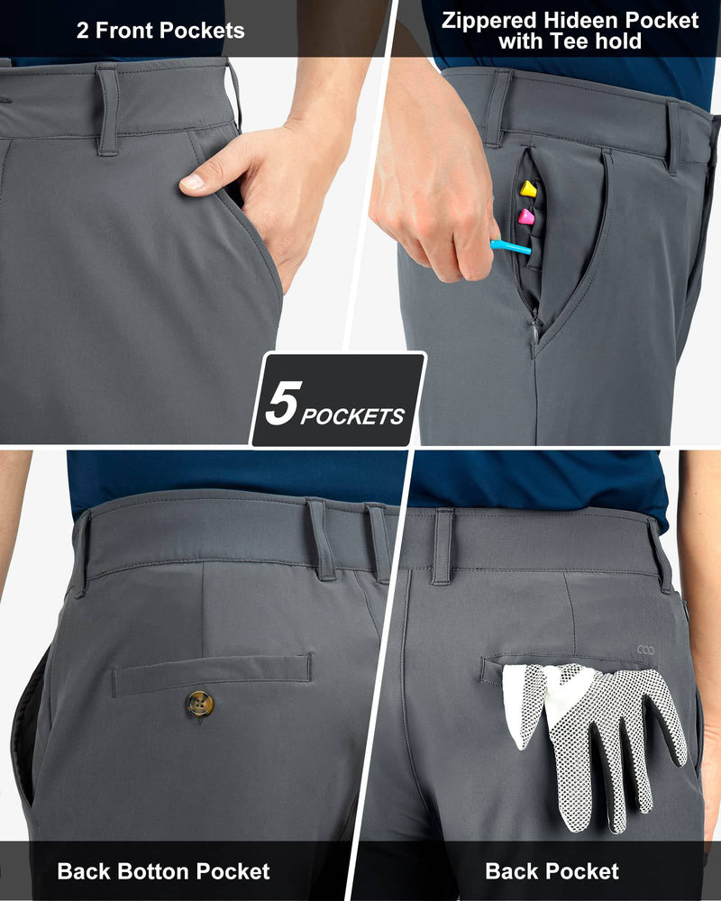 33,000ft Men's Golf Trousers Lightweight Golf Pants Stretch Quick Dry Breathable Work Causual Pants for Golfing with Pockets Grey