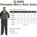 Men’s Lightweight Waterproof Rain Suit – 2 Piece Set - 33,000ft