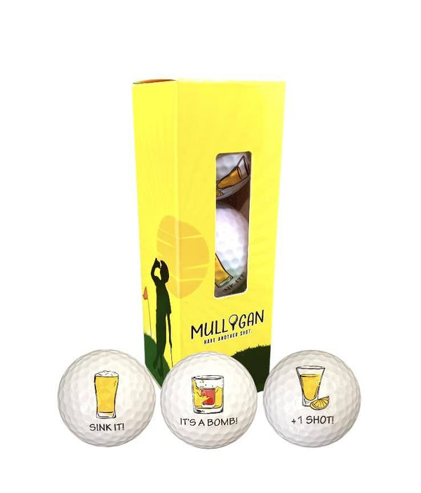 Mullygan Novelty Golf Balls, Funny Golf Gift for Men, Drinking and Pub Golf (Sleeve of 3 Balls) - Golf Gift