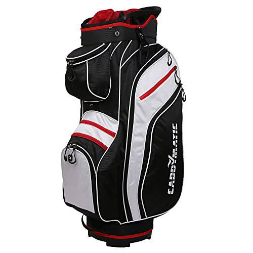 Caddymatic Golf Tour 14-Way Trolley Cart Bag Black/White/Red - Golf Gift