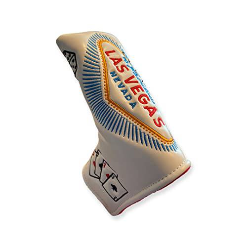 BLADE STYLE GOLF PUTTER HEADCOVER. LAS VEGAS WHITE DESIGN. - Golf Gift