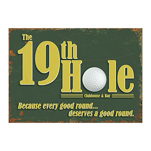 Golf 19th Hole Metal Sign Funny Man Cave Garage Bar Gift For Him Enamel Sign Vintage Retro Old Signage (Small A5 (200x150mm) Approx) - Golf Gift