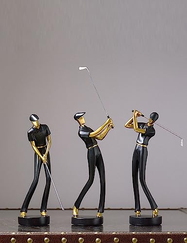 Amoy-Art Golf Figurine Statue Golfer Sculpture Gifts Modern Decor Arts Home Ornament Table Centerpiece Crafts Polyresin Black 24cm - Golf Gift