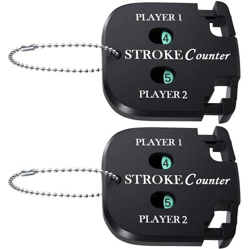 IRYNA Mini Sore Golf Shot Stroke Counter Clicker with Dial Resetting Tool for Golf Game Scorekeeper Portable Golf Stroke Shot Putt Tally Keeper Number with Keychain(2PCS) - Golf Gift