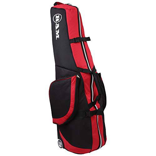 Ram FX Golf Travel Cover Deluxe Padded Wheeled Flight Bag Black/Red - Golf Gift