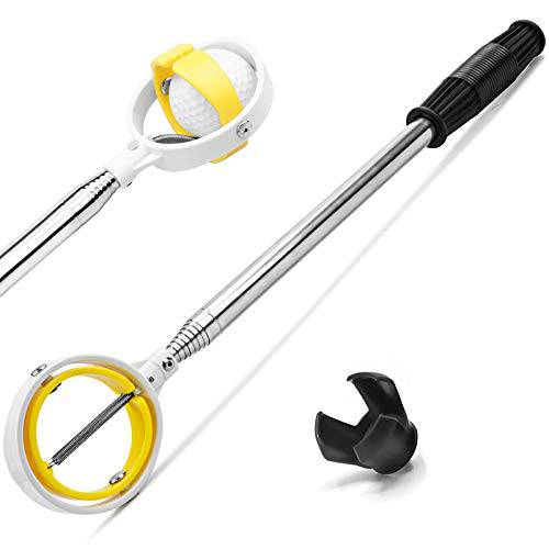 Golf Ball Retriever for Water Telescopic, 6ft/9ft Stainless Ball Retriever Tool Golf with Spring Release-Ready Head and Locking Clip, Golf Gift Golf Accessories for Men (Lemon Yellow) - Golf Gift