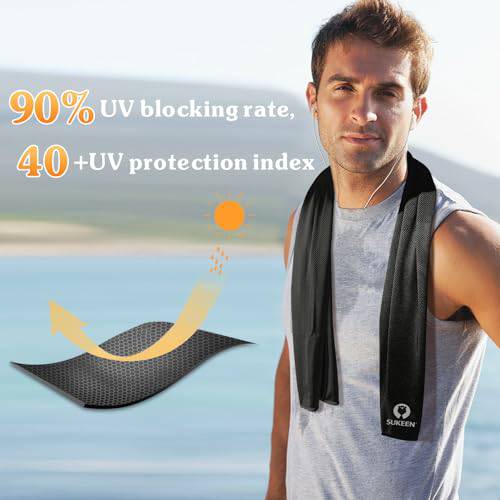 Sukeen Cooling Towel, 4 Pack Cooling Towels for Neck, Soft Breathable Sweat Towel Gym Towel, Stay Cool Ice Towel, Microfibre Cool Towel for Men Women Work Out Sports Yoga Golf (40"x12") - Golf Gift