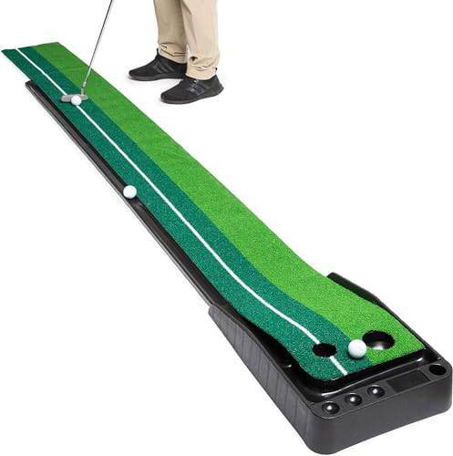 SharpSwing Golf Putting Mat – Indoor Putting Green Set, Mini Golf Training Mat, Portable Indoor Golf Putting Mat for Home, Office, and Outdoor Use - Golf Gift