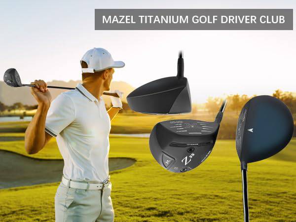 MAZEL Titanium Golf Driver for Men 460CC Right Handed, Premium Cup Face Design Maxize Ball Distance (Black 2.0, 10.5 R) - Golf Gift