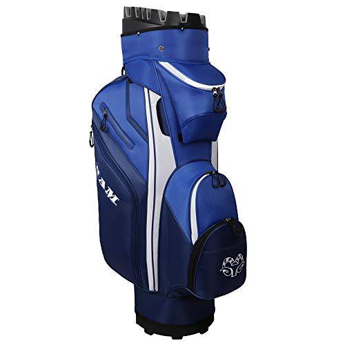 Ram Golf Premium Trolley Bag with 14 Way Molded Organizer Divider Top Black/Blue - Golf Gift