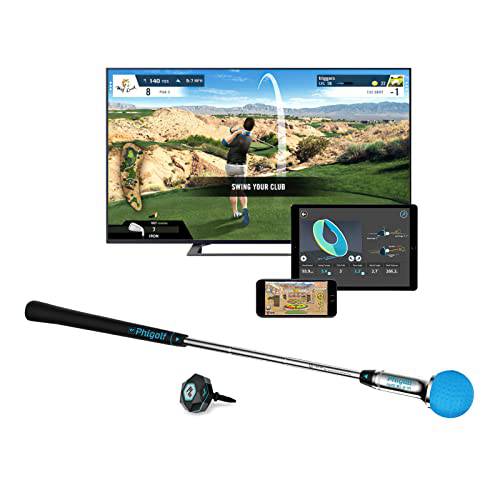 PHIGOLF Phigolf2 Golf Simulator with Swing Stick for Indoor & Outdoor Use, Golf Swing Trainer with Upgraded Motion Sensor&3D Swing Analysis, Compatible E6 Connect APP, Works with Smartdevices - Golf Gift