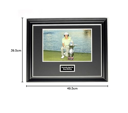 Rory McIlroy Hand Signed Autograph Golf Memorabilia Photo In Luxury Handmade Wooden Display & Certificates of Authenticity - Golf Gift