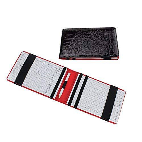 KOFULL Golf Scorecard Holder Popular Leather Golf Scorecard and Yardage Book Holder Pocketbook Tracking Card Holder free send 2PCS golf score cards (black) - Golf Gift