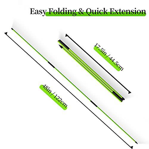 MoKo Golf Alignment Stick, 2 Pack Swing Trainer Tool, 48" Collapsible Alignment Stick Golf Training Aid for Aiming, Putting, Posture Corrector, Golf Practice Sticks with Clear Tube Case, Green - Golf Gift