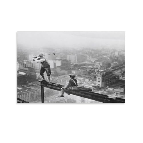 AmSoan Playing Golf on Skyscrapers Wall Art Paintings Canvas Wall Decor Home Decor Living Room Decor Aesthetic Prints 24x36inch(60x90cm) Unframe-style - Golf Gift