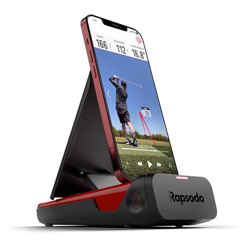 Rapsodo Mobile Launch Monitor for Golf Indoor and Outdoor Use with GPS Satellite View and Professional Level Accuracy, iPhone & iPad Only, Black / Red - Golf Gift