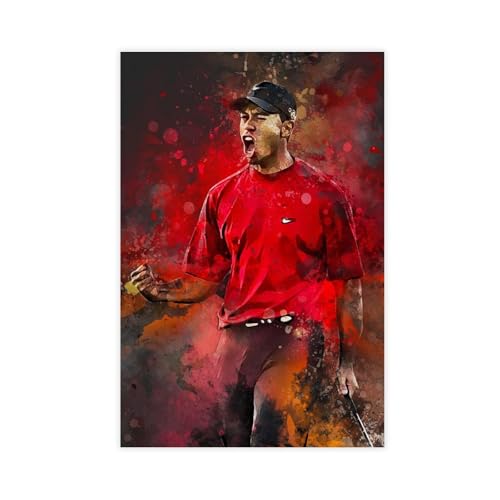 FISH DRAGATE Tiger Woods 5 Canvas Poster Wall Art Decor Print Picture Paintings for Living Room Bedroom Decoration Unframe-style 12x18inch(30x45cm) - Golf Gift