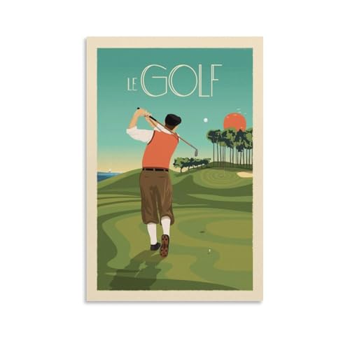 YQCQCS Vintage France Travel Poster Play Golfs Sunset Canvas Art Poster Picture Wall Decor Painting Posters Decorative Posters - Golf Gift