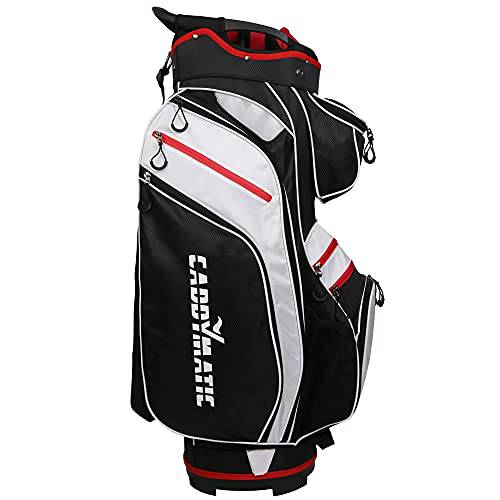 Caddymatic Golf Tour 14-Way Trolley Cart Bag Black/White/Red - Golf Gift