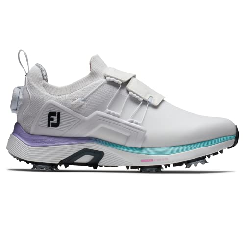 FootJoy Women's Hyperflex Boa Golf Shoe, White/Ice Blue/Purple, 7 UK - Golf Gift